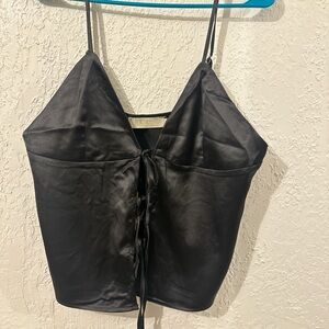 Elegant Black Satin Women's Top